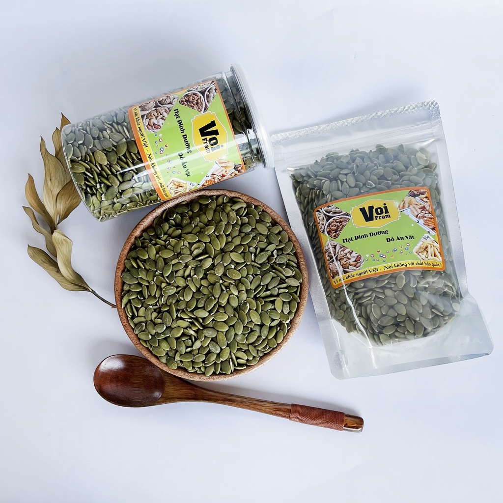 500gr Nhân hạt bí xanh tách vỏ sấy chín hoặc tươi sống VOIFARM