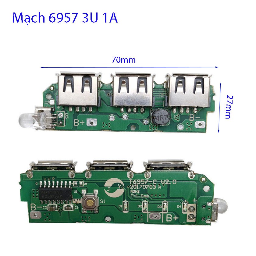 Mạch sạc dự phòng Mini 1U 2U 3U 1A 2A