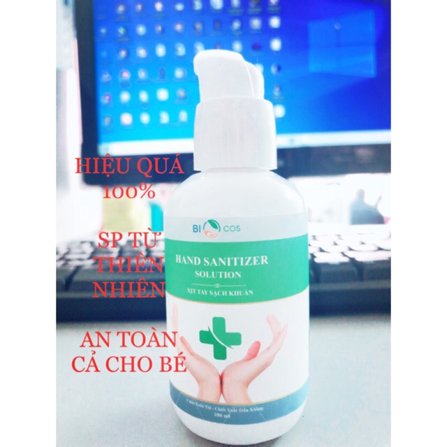 XỊT KHÁNG KHUẨN - DUNG DỊCH RỬA TAY KHÔ BIOCOS 100ml, mùi thơm dễ chịu, không làm hại da