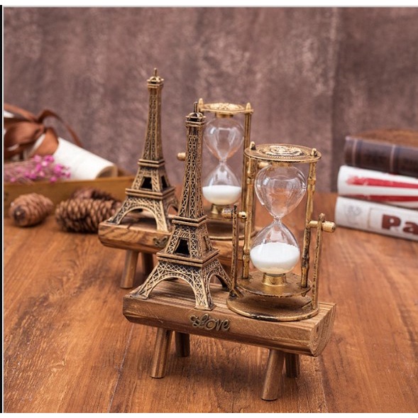 Mô hình đồng hồ cát KỆ GỖ trang trí phong cách cổ điển sang trọng