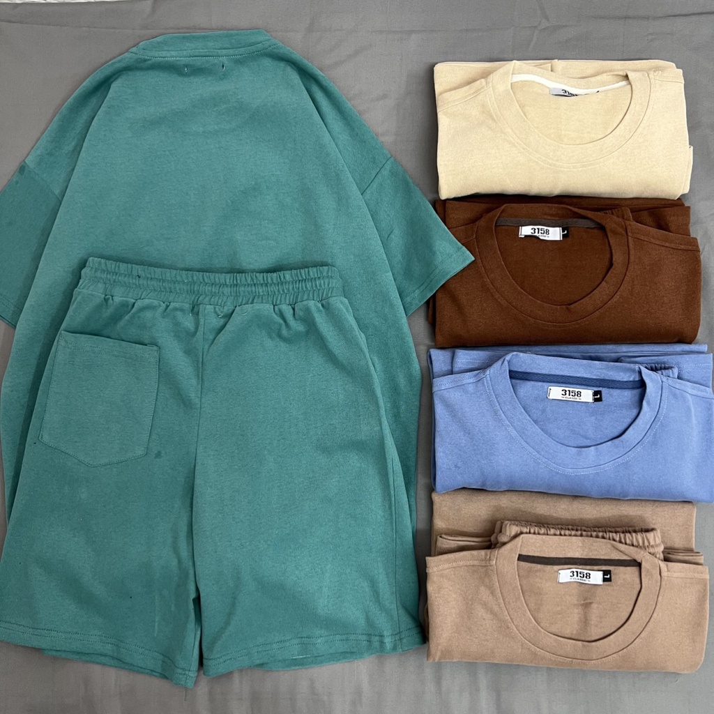 Bộ Áo Quần SET basic trơn nhiều màu MEANSTORE đồ unisex nam nữ dáng rộng form oversize phong cách Ulzzang Hàn Quốc