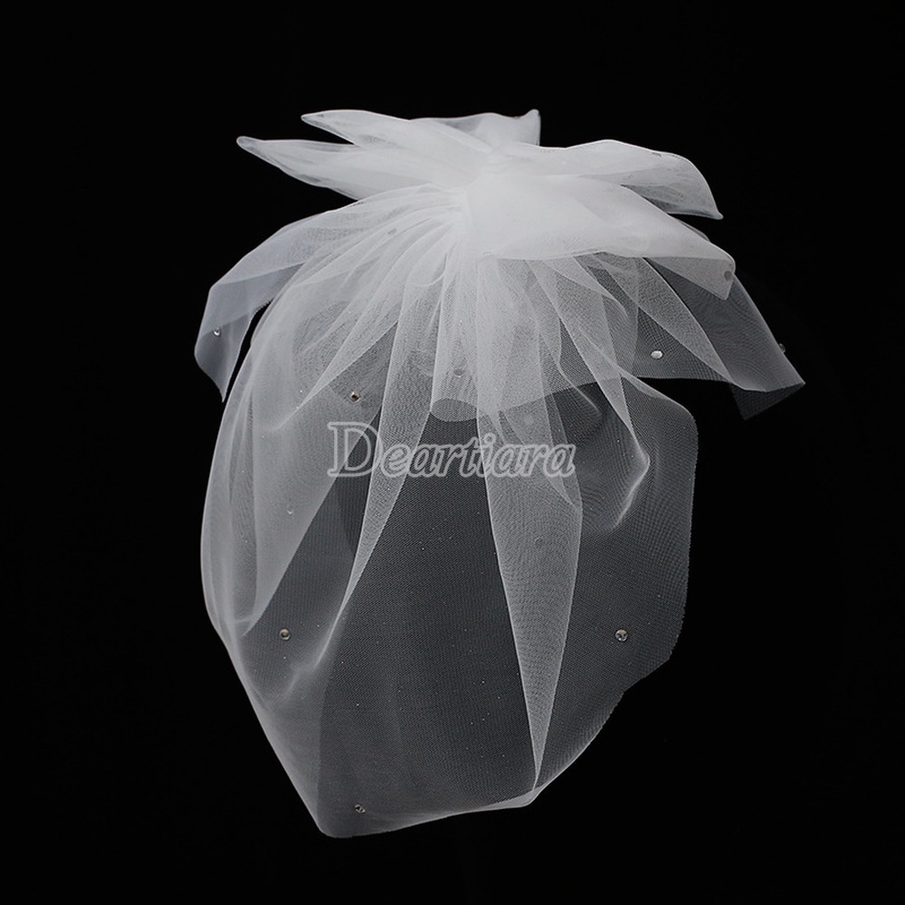 Phụ Kiện Trang Trí Tóc Cô Dâu Đính Nơ Màu Trắng Phong Cách Pháp Thời Trang