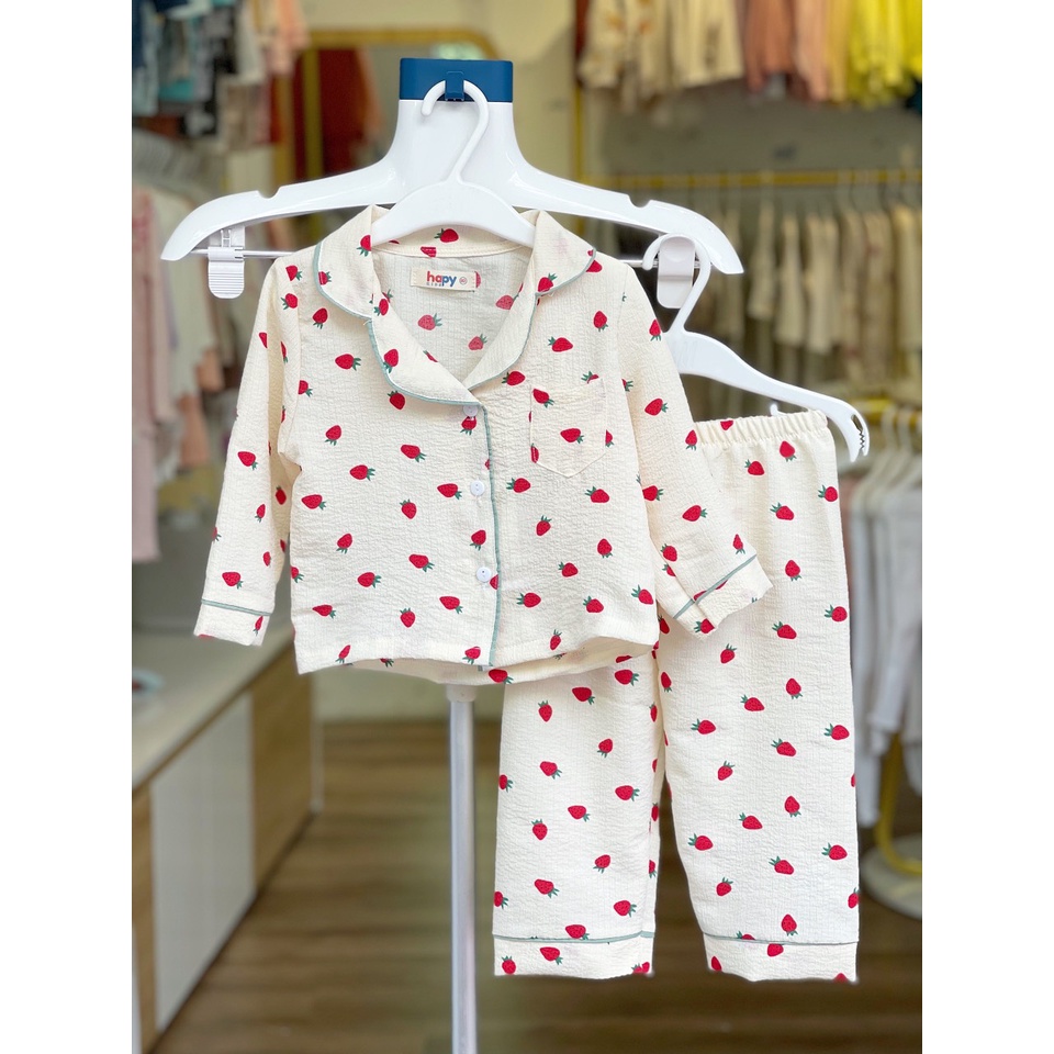 Bộ pijama cho bé gái chất, bộ ngủ dài tay mặc nhà cho bé từ 9-20kg Hapykids 22.Pija.01