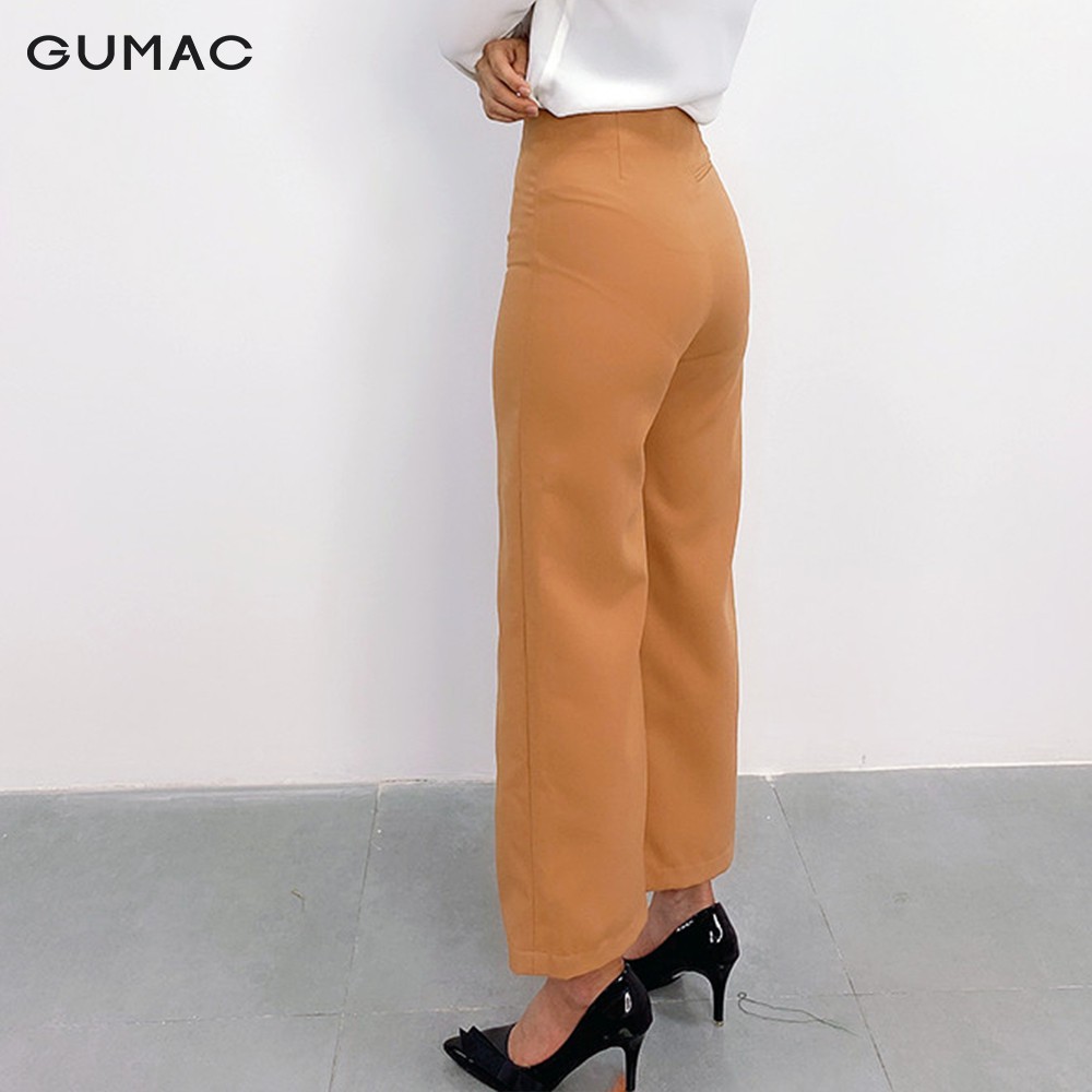 [Mã WABRGU72 giảm 10% tối đa 50k đơn 250k] Quần tây nữ ống rộng lưng liền GUMAC QA9119_NAU | BigBuy360 - bigbuy360.vn