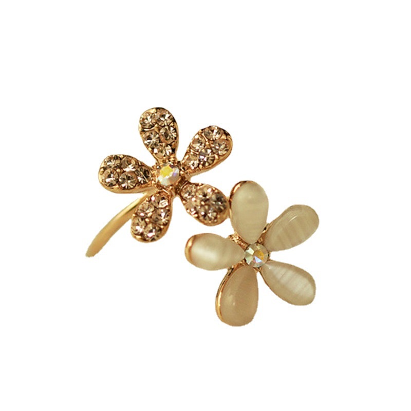 Nhẫn hở hình hoa cúc đính đá opal Hàn Quốc 210825