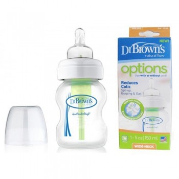 Bình sữa Dr. Brown’s Option cổ rộng 150ml mẫu mới xanh lá cây