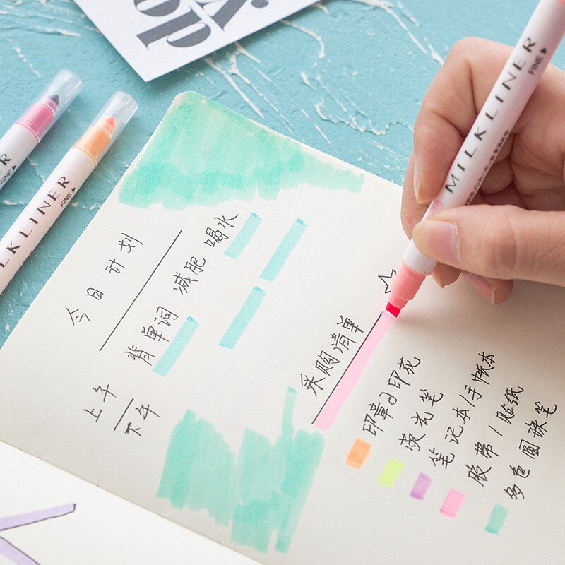 Set 12 Bút Dạ Quang Hai Đầu Dùng Trong Văn Phòng Trường Học