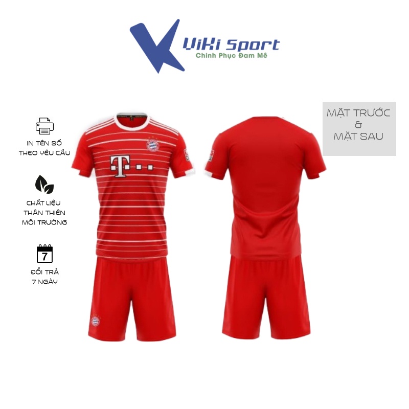 Bộ quần áo đá bóng BAYERN MUNICH SV, vải thun lạnh phù hợp cho hoạt động thể thao - Viki Sport
