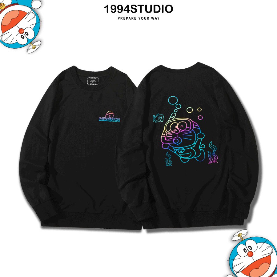 [Mã 1994UP20K Giảm 20% Đơn Từ 400K] Áo Sweater Doraemon Lặn Biển Phản Quang 7 Màu Unisex  - 1994 Studio