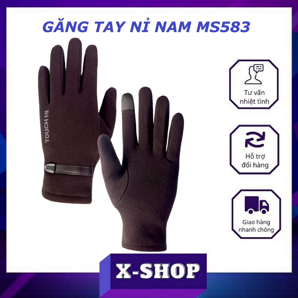 Găng Tay Nam Chất Nỉ Bao Tay Giữ Ấm Mùa Đông Lót Lông Chống Lạnh Thời Trang Hàn Quốc – Ms583