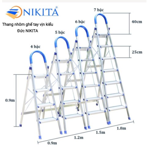 Thang nhôm ghế tay vịn 5 bậc 1,2m Nikita DL05 Nhật Bản GIÁ RẺ