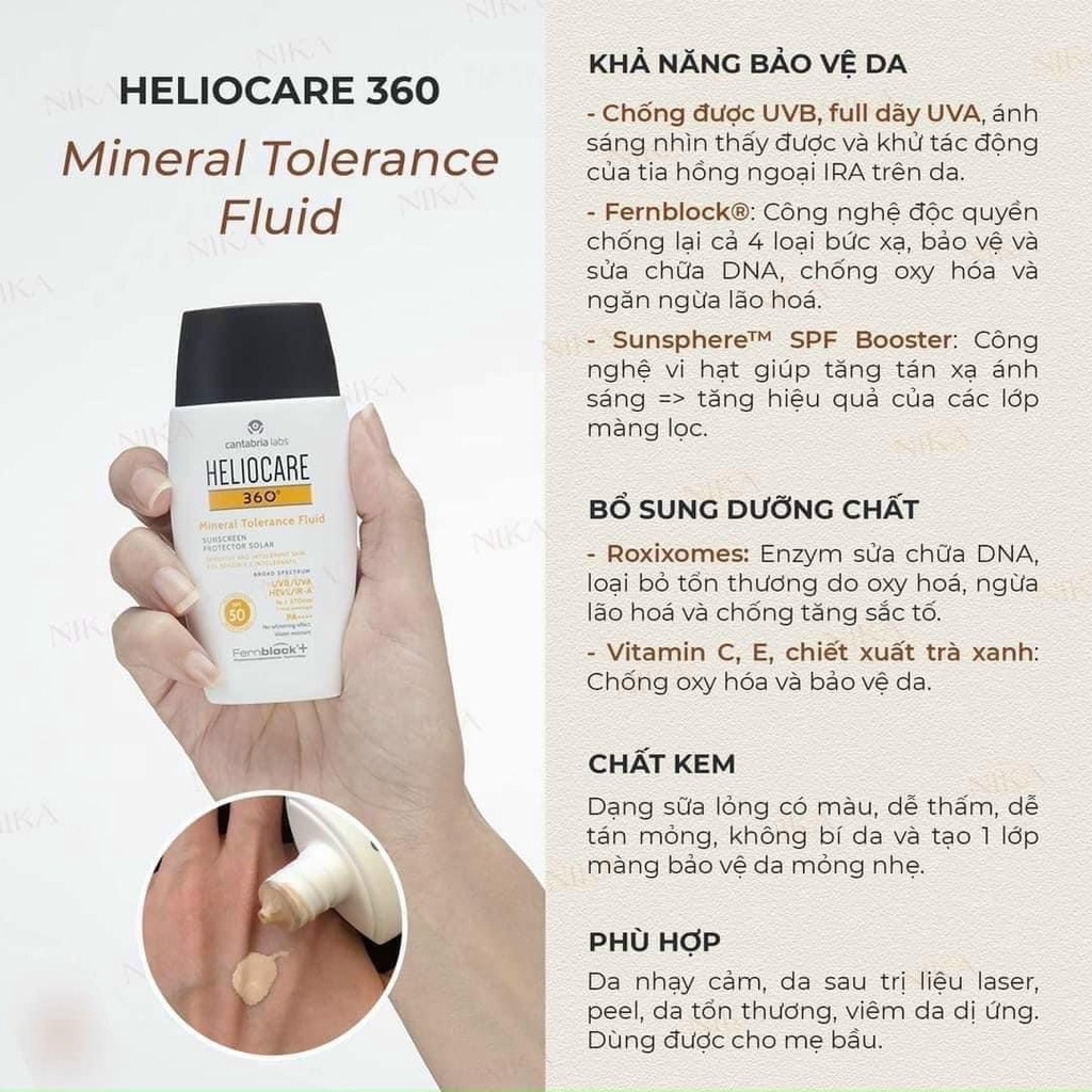Kem chống nắng Heliocare Mineral Tolerance Fluid