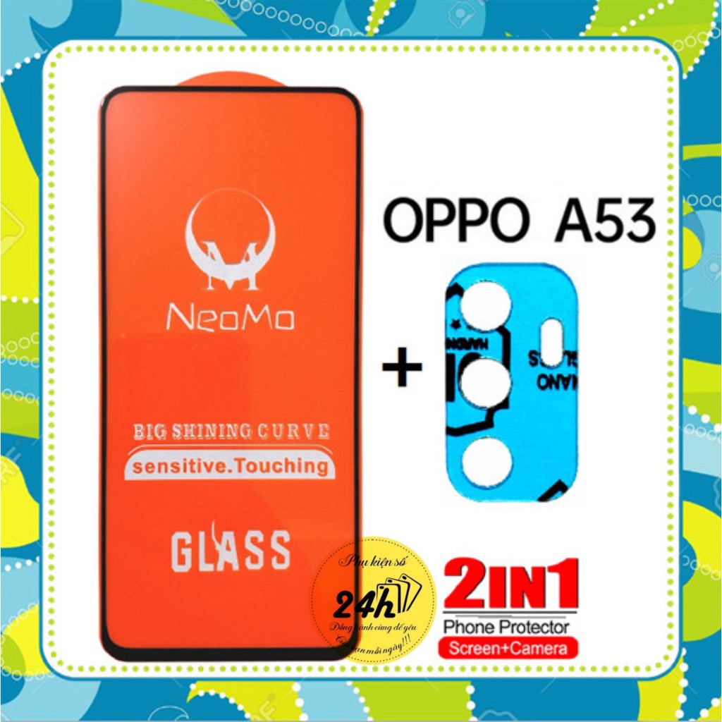 Combo Kính Cường Lực Full màn và Dán Bảo Vệ Camera Cho Oppo A53 , Oppo a53 2020 6.5 ''