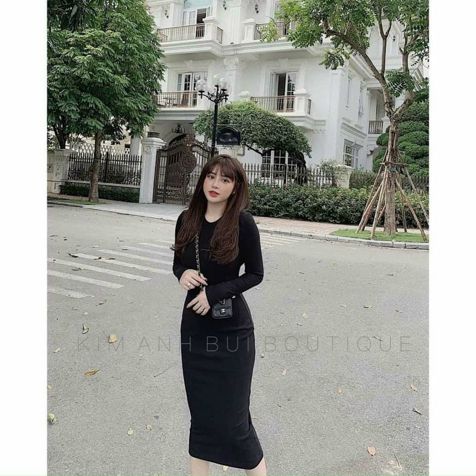 Váy Body Len Nhunng Cổ Tròn Dài Tay Nữ,Đầm Body Tôn 3 Vòng Triệt Để Hàng Độc Quyền Hottgirl Secret,Chị e Nhanh tay nhé