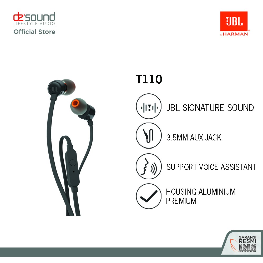 Tai Nghe Màu Đen Jbl T110