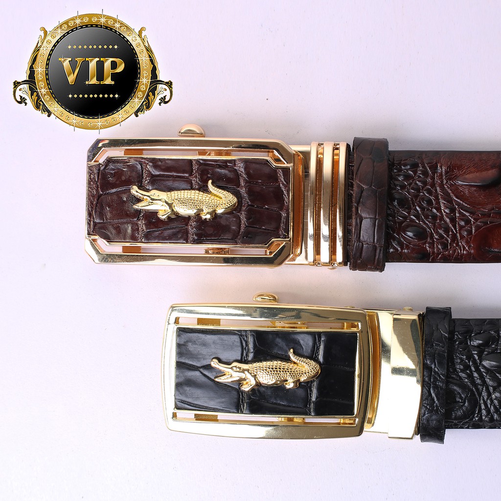 [Hàng VIP] Thắt lưng da cá sấu thật 100% - Dây cá sấu liền không nối - Bản to 3.5 màu nâu đen