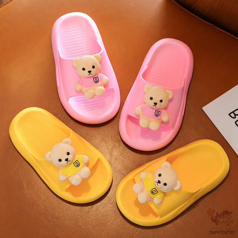 Dép Đế Mềm Chống Trượt Hình Gấu Hoạt Hình Cho Bé