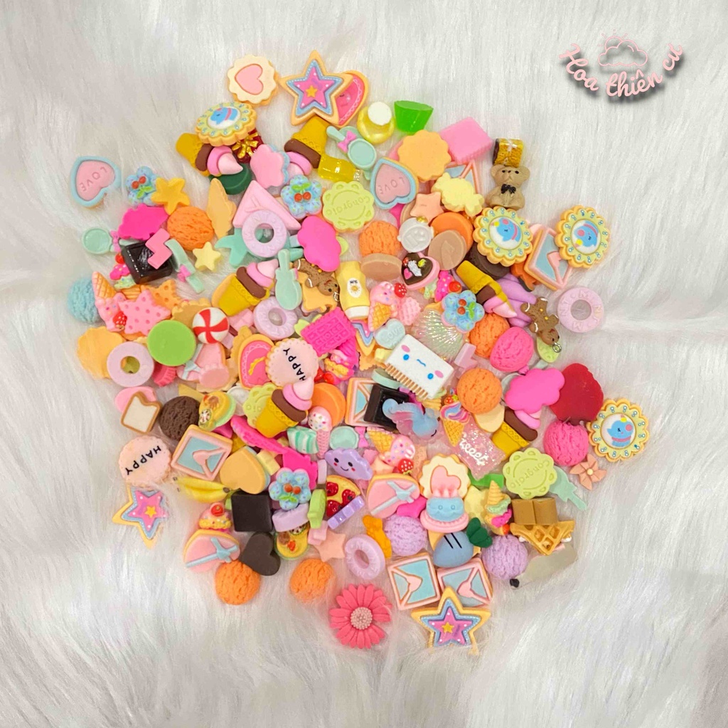 Set 10 charms hỗn hợp để trang trí DIY ốp điện thoại, gương, cặp tóc...