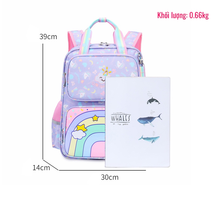 Balo chống gù cho bé tiểu học cặp đi học cho trẻ em [ rainbow ] QXHU PSB107