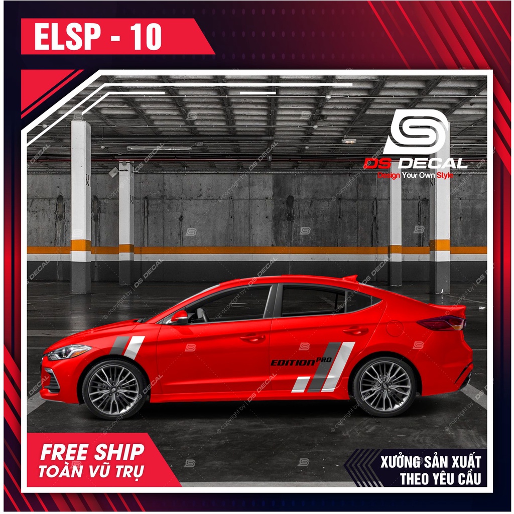 Tem dán xe ô tô Huyndai Elantra - 10, Sticker trang trí xe ô tô, decal dán ô tô PVC chống nước - DSDECAL