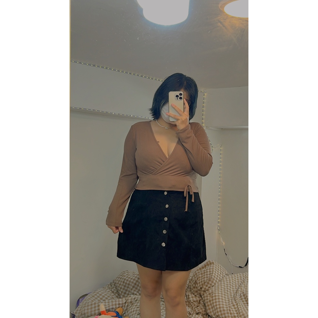 chân váy chữ a ngắn lưng cao công sở BIGSIZE nhung tăm FATTYTA | BigBuy360 - bigbuy360.vn