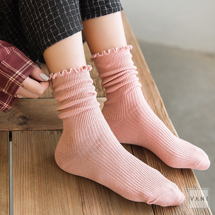 Tất Nhún Cổ Bèo Vintage Cổ Cao Tiểu Thư - TAT00002