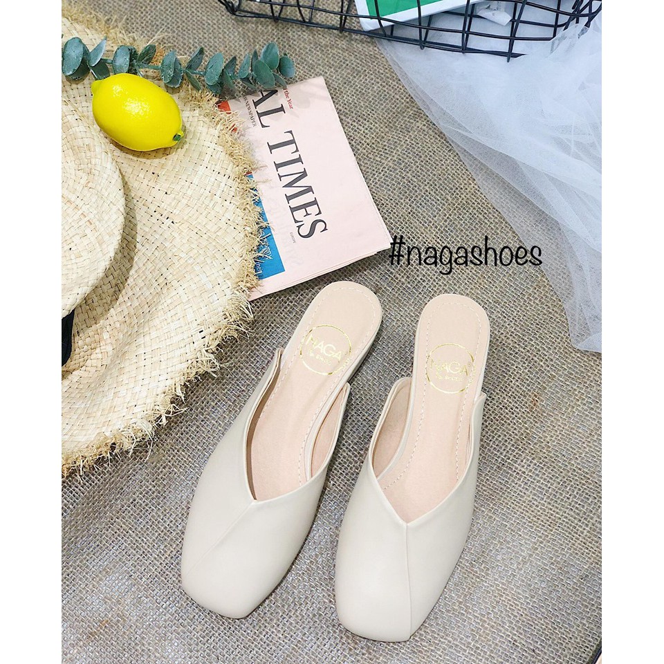 [FORM BÉ- CHỌN LÊN 1 SIZE] DÉP SỤC NAGASHOES SỤC MŨI VUÔNG PHỐI CHỈ NAD70