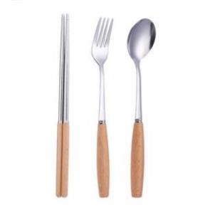 Thìa đũa dĩa ăn Inox cán gỗ cao cấp