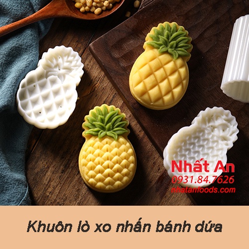 Khuôn trung thu lò xo hình quả dứa 2 mặt 50gr - 65gr