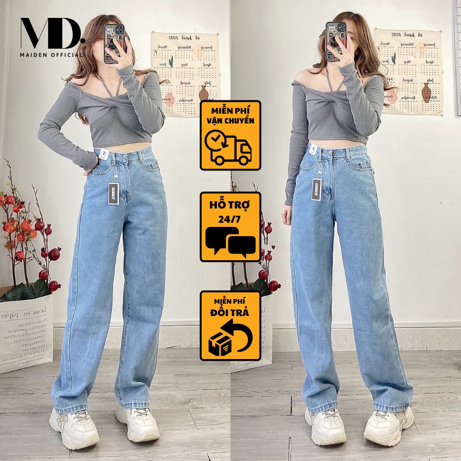 Quần jean ống rộng cạp cao ulzzang, quần bò nữ dáng suông MD230 | BigBuy360 - bigbuy360.vn