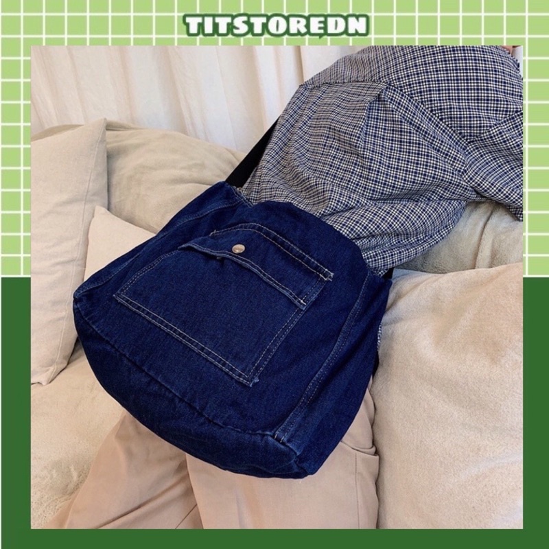 Túi đeo chéo jean denim unisex MS01 (có sẵn, hình thật)