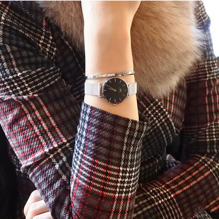 [𝐆𝐈𝐅𝐓 𝐒𝐄𝐓]Đồng Hồ Nữ Daniel Wellington Classic Petite Sterling Black & Vòng Tay DW Cuff Chính Hãng - OtisWatch