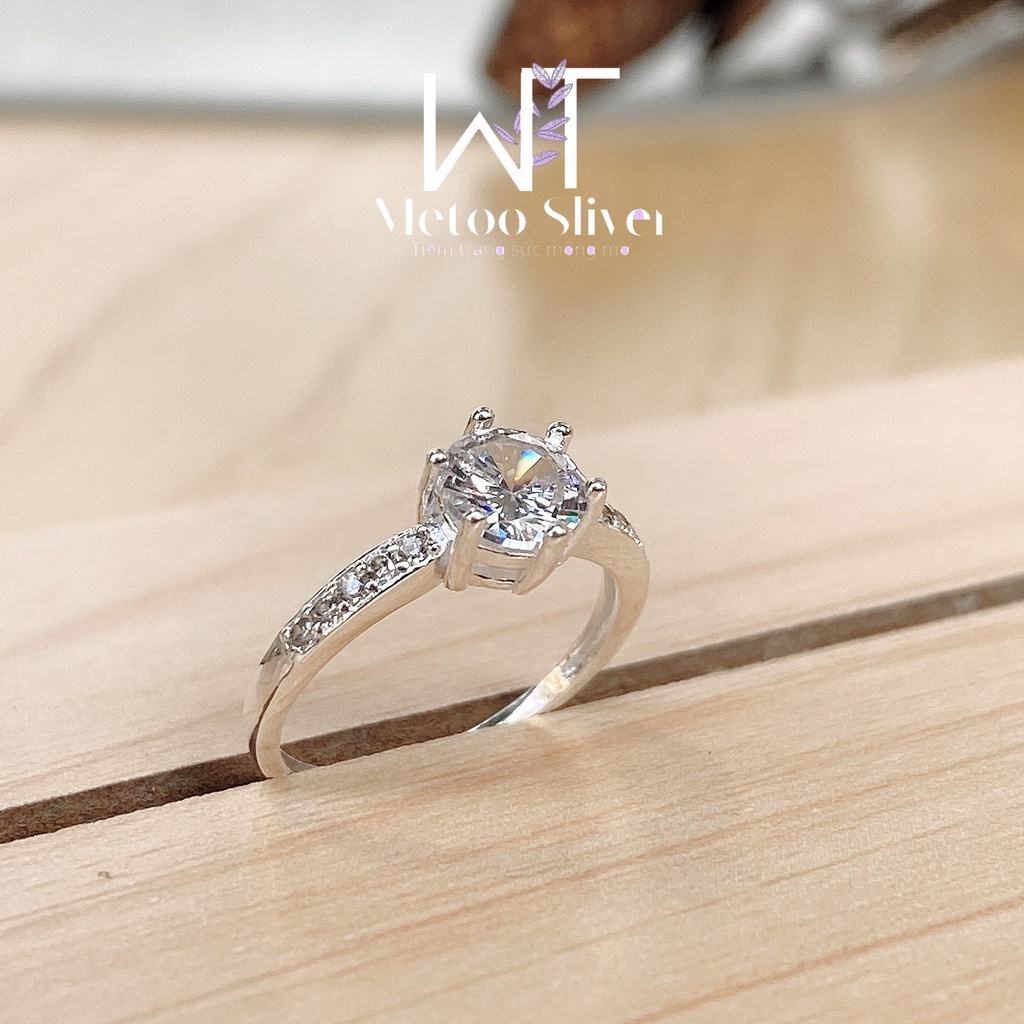 Nhẫn Bạc Nữ Lady 6 chấu Đính Đá Lục giác Metoo Sliver Accessories