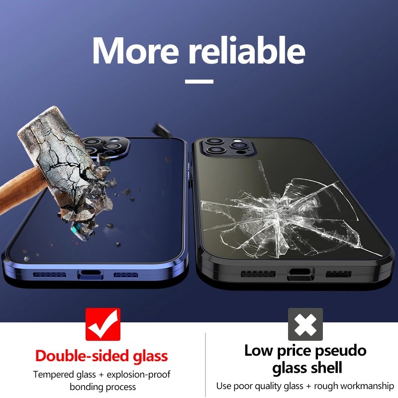 Ốp điện thoại 2 mặt kính hút từ tính kèm tấm kim loại bảo vệ camera và khóa cho Huawei Mate 40 Nova 8 8 Pro Honor V40