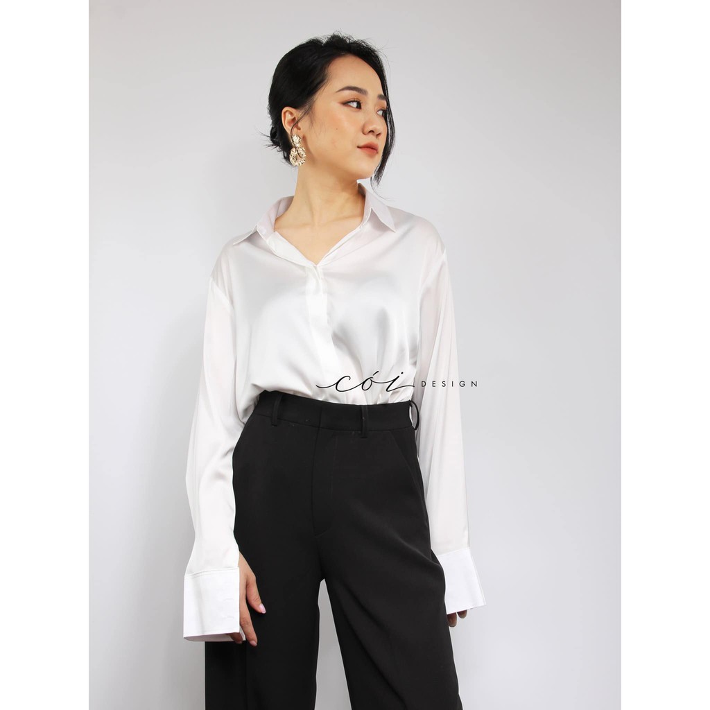 Áo sơ mi lụa satin Cói Design | BigBuy360 - bigbuy360.vn