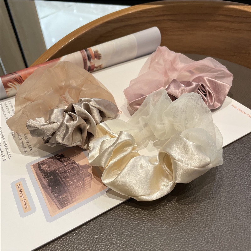 Thun buộc tóc nhiều màu trơn tùy chọn cỡ lớn thời trang cho nữ