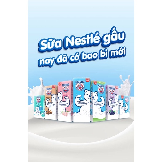 Thùng 48 hộp sữa Nestlé Gấu dâu trắng (48x180ml) date 8/2022