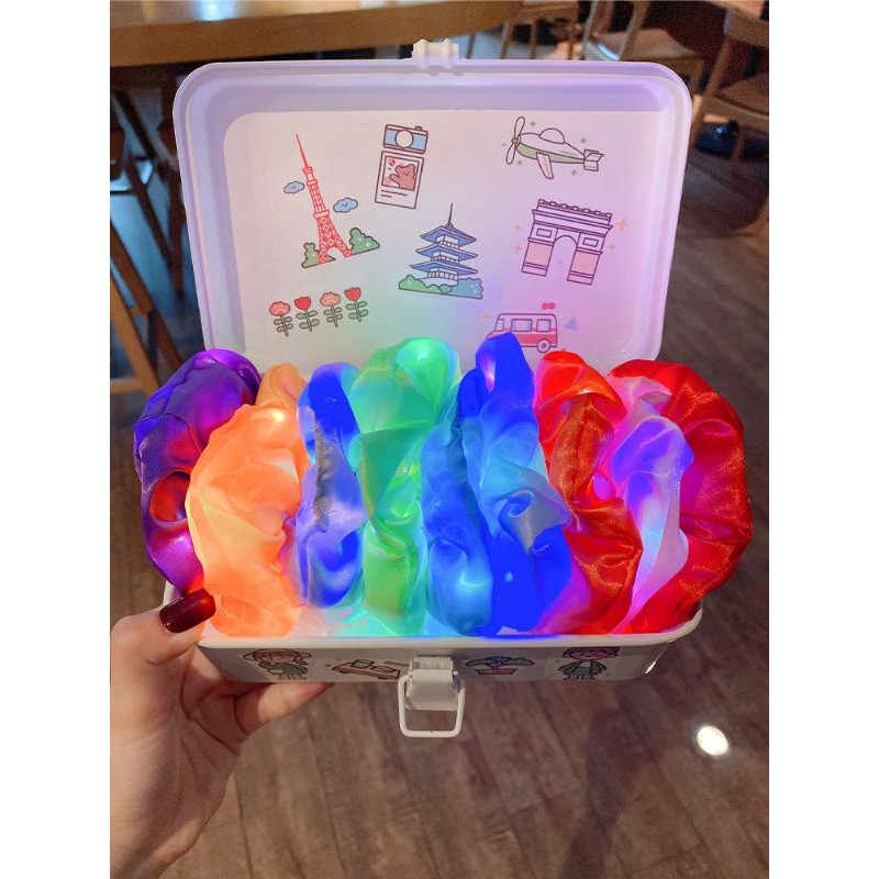 COMBO 10 Vòng Tay SCRUNCHIES Phát Sáng Đèn Led Siêu Xinh/ 8 màu / 3 Cấp Độ Điều Chỉnh Ánh Sáng