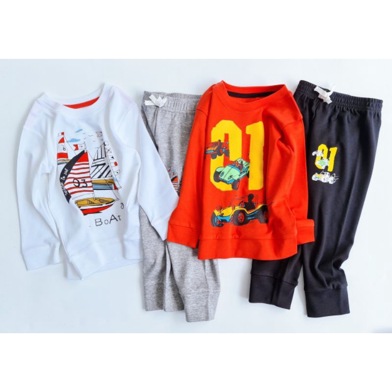 Bộ dài tay cotton mềm cho bé trai 2-7 tuổi