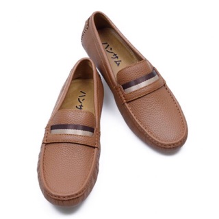 Giày mọi nam Hansamu - Da mill penny vải AL20 Nâu bò