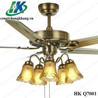 Quạt trần đèn trang trí cánh sắt 5 bóng đèn