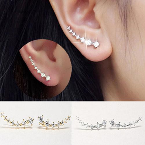 Bông tai kiểu móc kẹp đính kim cương giả & đá zircon lấp lánh