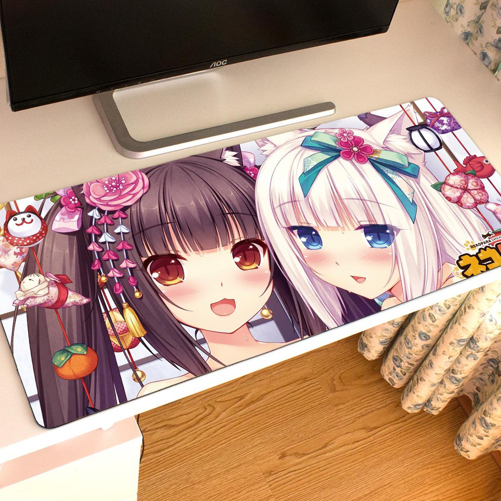 Nekopara Tấm Lót Chuột Chơi game Dày Dặn Cỡ Lớn In Hình Vani chocolate Thiên Đường Dễ Thương
