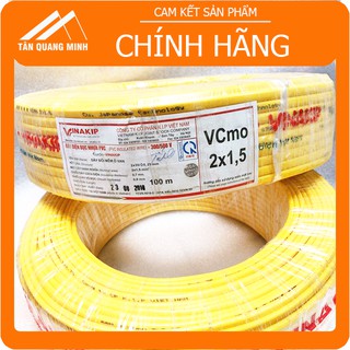 Dây đôi VCMO ( 2 Lớp Vỏ Bảo Vệ) 2x1.5 Vinakip 100% Đồng nguyên chất Dây Dẹp ( dây dẹt) VCMO