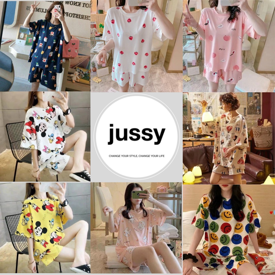 Đồ Bộ Nữ Mặc Nhà Ngắn Tay Jussy Fashion Đồ Ngủ Nữ Kiểu Dáng Hàn Quốc, Chất Vải Cotton Nhẹ Siêu Mịn Mát Size 45-55kg