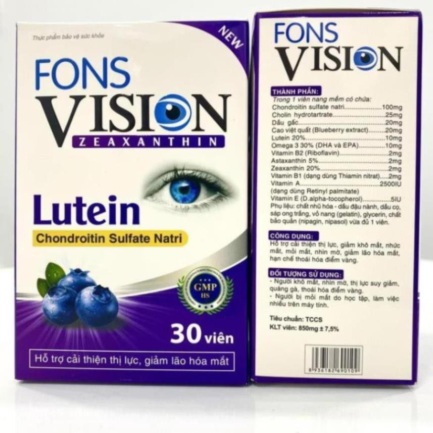 Viên uống bổ mắt ❤️LUTEIN❤️ Sáng mắt,tăng cường thị lực ✔️️️ Đẩy lùi thoái Hóa Điểm Vàng Fons Vision (30 viên) | BigBuy360 - bigbuy360.vn