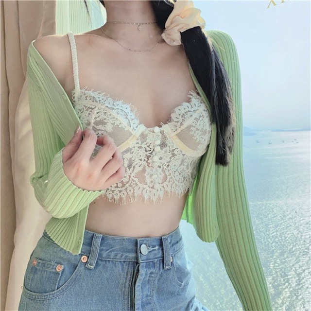 [SẴN]Áo bra ren cúp ngực gợi cảm màu trắng/đen/xanh phiên bản mới 2021 SAM SAM BOUTIQUE