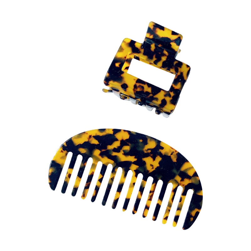 Set 2 Kẹp Tóc Kèm Lược Cài Tóc Kiểu Dáng Hình Học Ngọt Ngào Cho Nữ