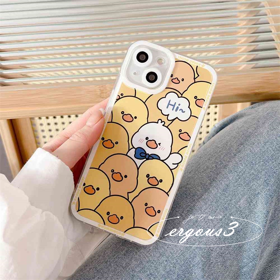 Ốp Điện Thoại Mềm Họa Tiết Vịt Vàng Bảo Vệ Ống Kính Máy Ảnh Cho iPhone 14 13 12 11 Pro Max SE2020 X XR Xs Max 7 8 6 6s Plus