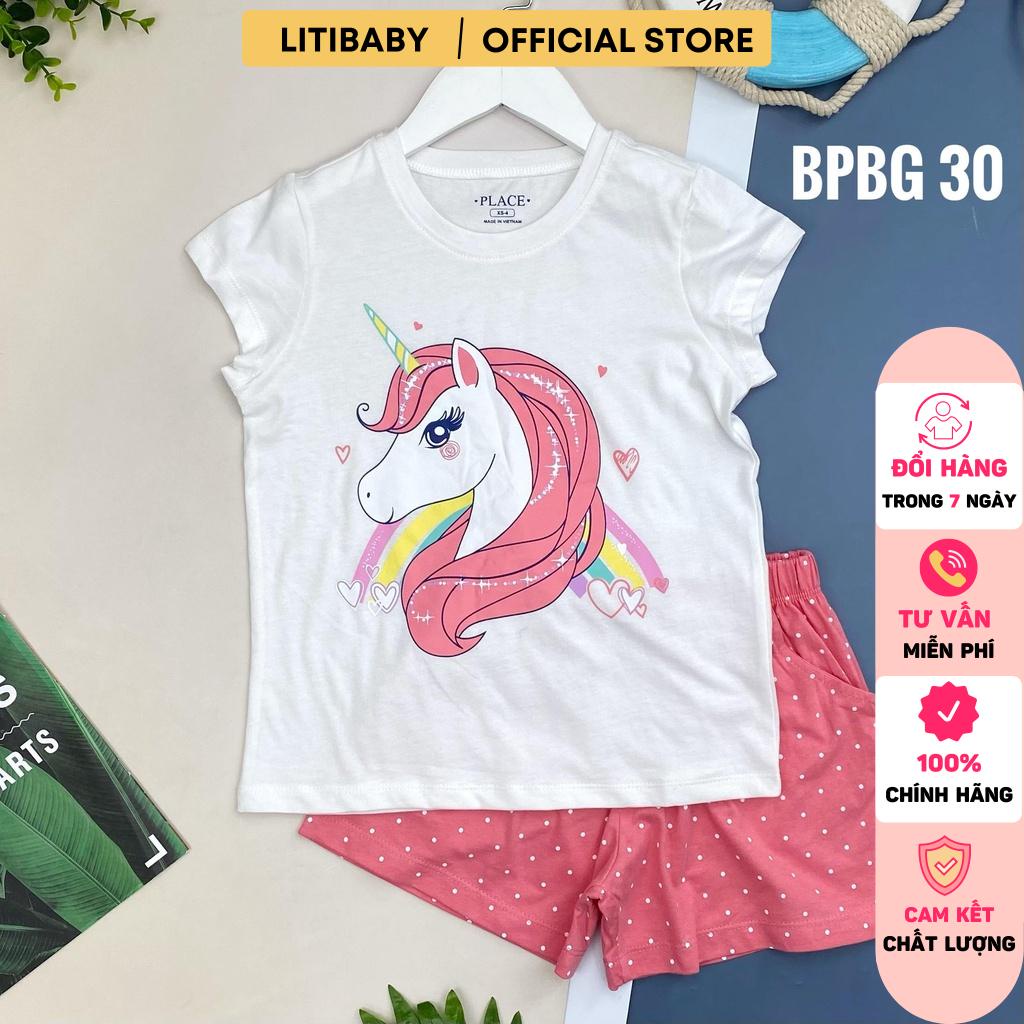 Bộ cotton Place bé gái có tay 4/14, chất cotton mát, mềm